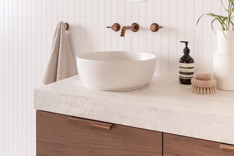 Glam Round Above Counter Ceramic Basin Matte Pearl