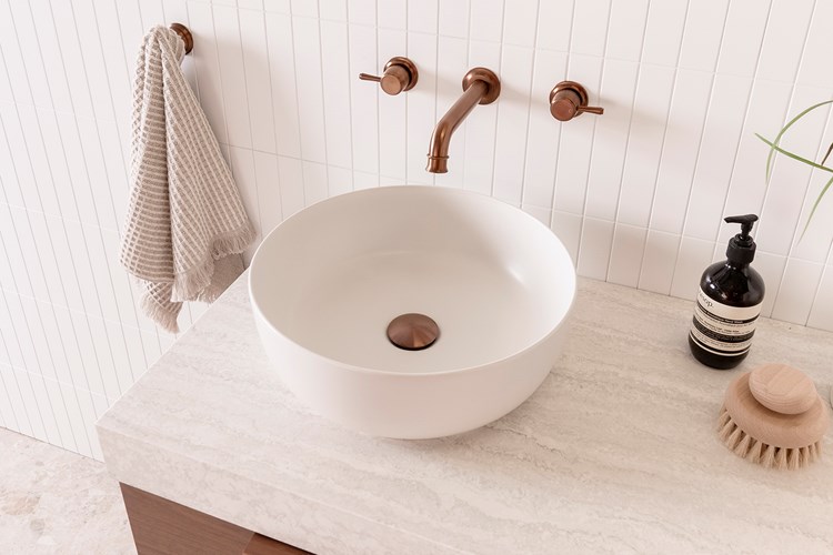 Glam Round Above Counter Ceramic Basin Matte Pearl - Image 2