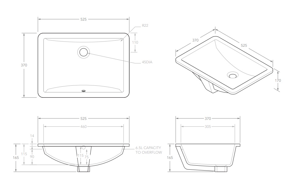 Gravity Ceramic Under Counter Basin Gloss White - Image 3