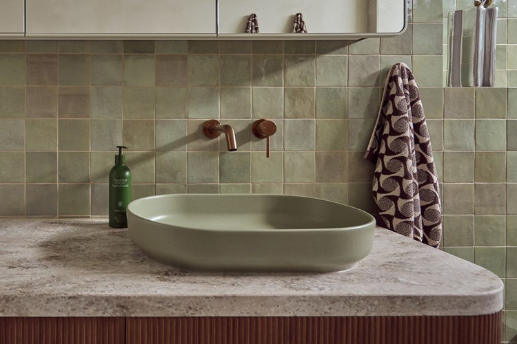 Marilyn Ceramic Above Counter Basin Matte Olive - Image 2