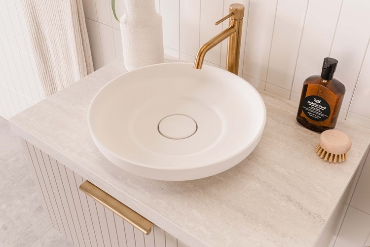 Flume Above Counter Cast Marble Basin Matte White - Image 4