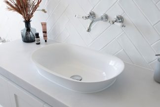 Rise Cast Marble Semi Inset Basin Gloss White