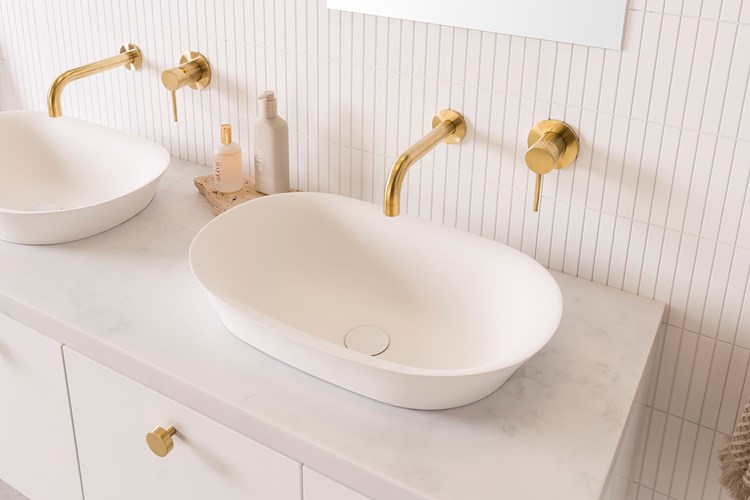 Rise Cast Marble Semi Inset Basin Matte White - Image 2