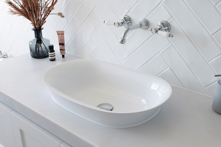 Rise Cast Marble Semi Inset Basin Matte White