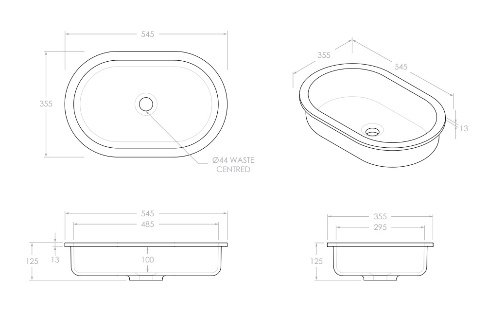 Mila Solid Surface Under Counter Basin Gloss White - Image 2