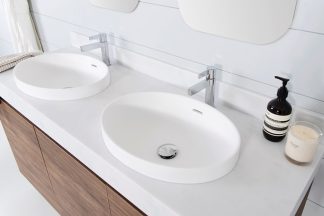 Ozera Solid Surface Semi Inset Basin Gloss White