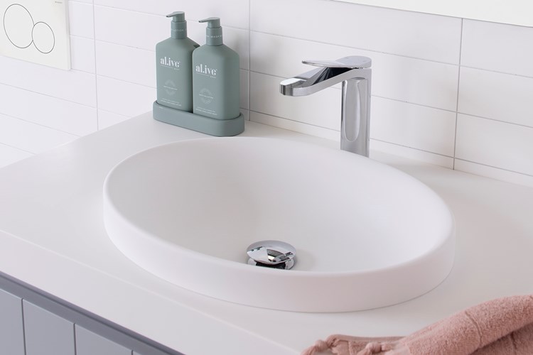 Dignity Solid Surface Semi Inset Basin Gloss White