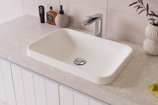 Pride Solid Surface Semi Inset Basin Gloss White