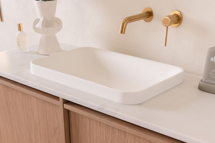 Pride Solid Surface Semi Inset Basin Gloss White - Image 2