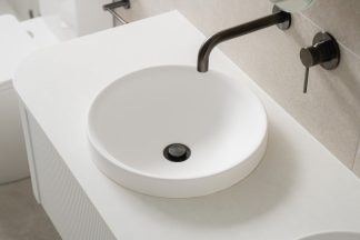 Respect Solid Surface Semi Inset Basin Gloss White