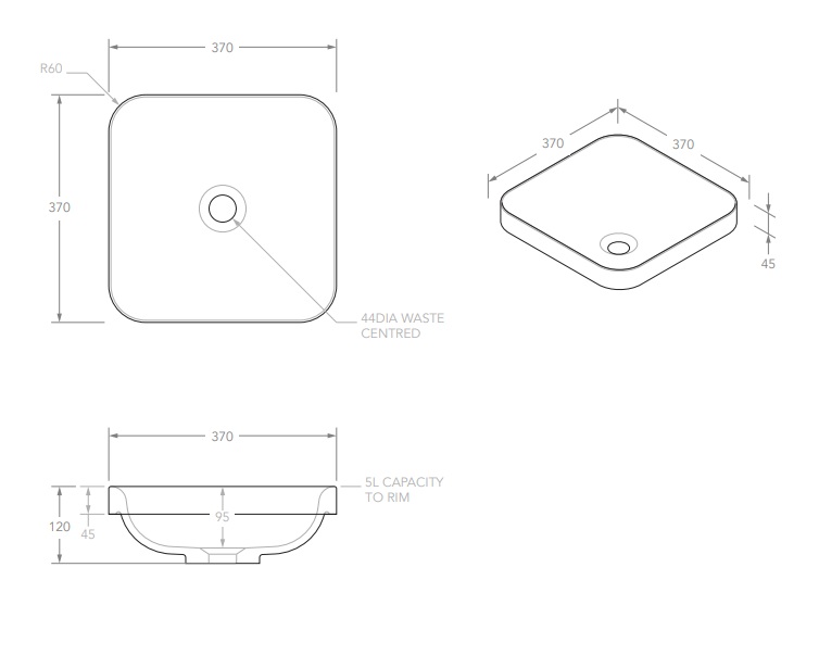 Truth Solid Surface Semi Inset Basin Gloss White - Image 3