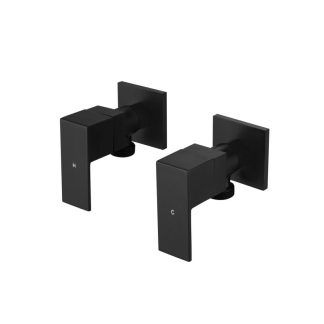 Square Washing Machine 1/4 Turn Stops Matte Black