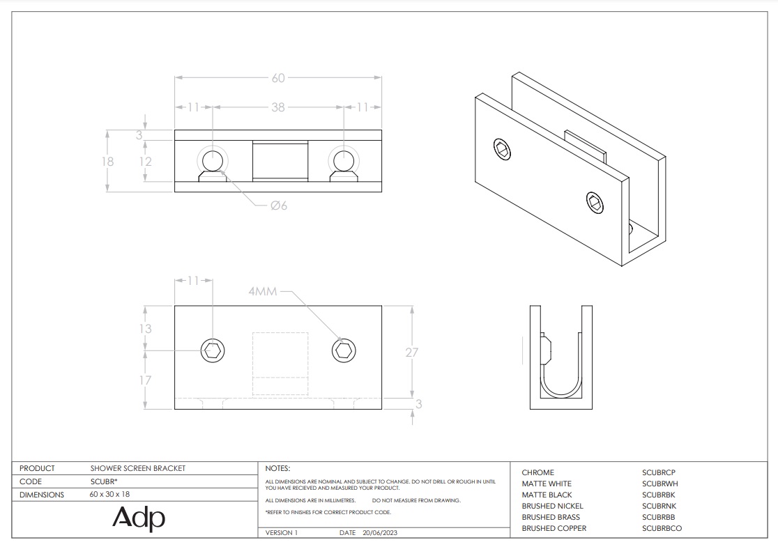 ADP Shower Wall Bracket Brushed Copper - Image 3