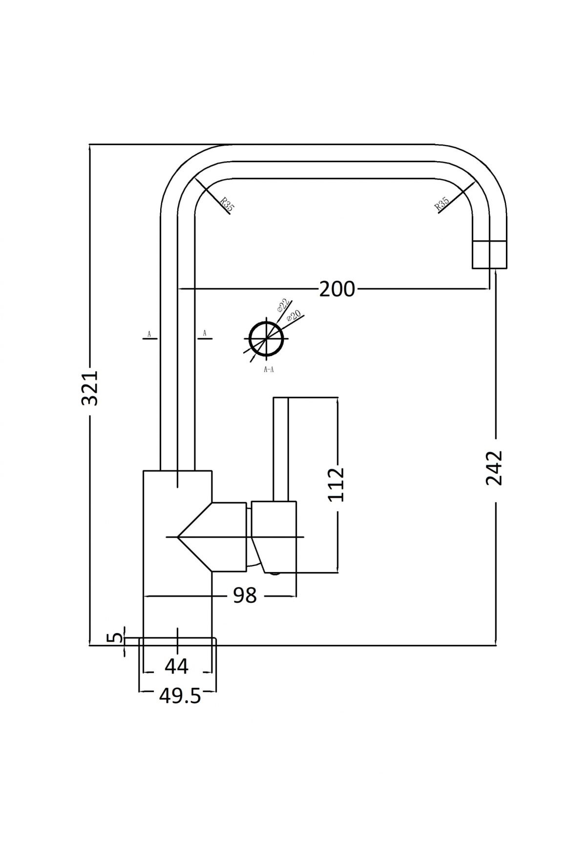 Rund Curved Sink Mixer Chrome - Image 2