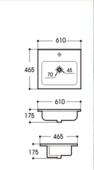 Ceramic Vanity Top White 600mm (03) - Image 2