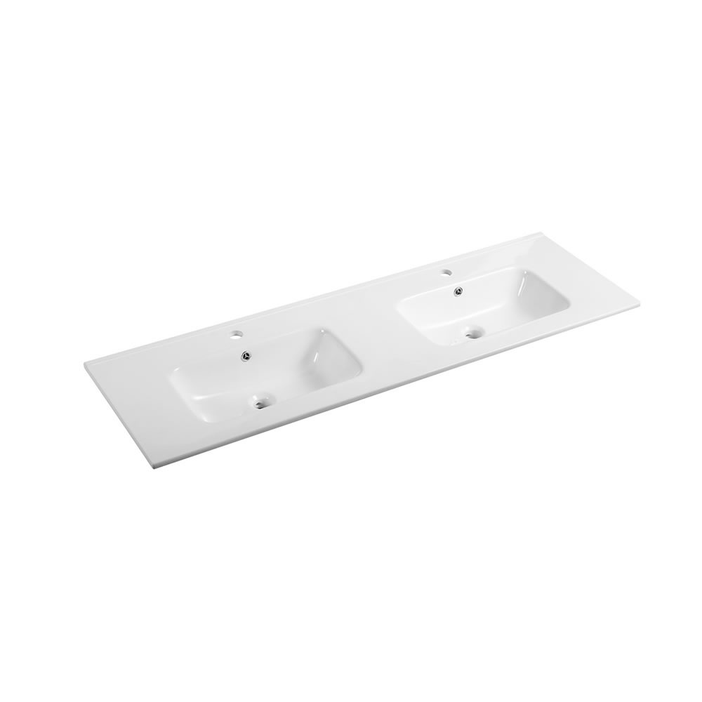 Ceramic 1500mm Vanity Top Double Bowl White (03)