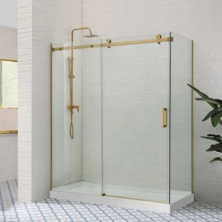 Frameless Shower Sliding Door 1200 x 900 Brushed Gold