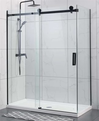 Frameless Shower Sliding Door 1200 x 900 Matte Black
