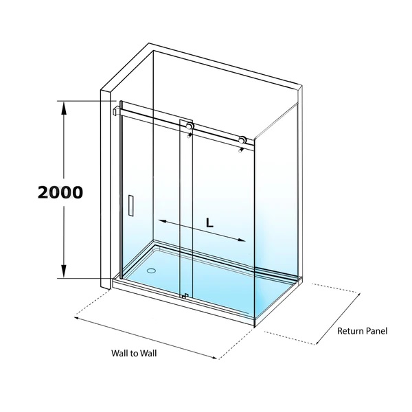 Frameless Shower Sliding Door 1300 x 900 Brushed Gold - Image 7