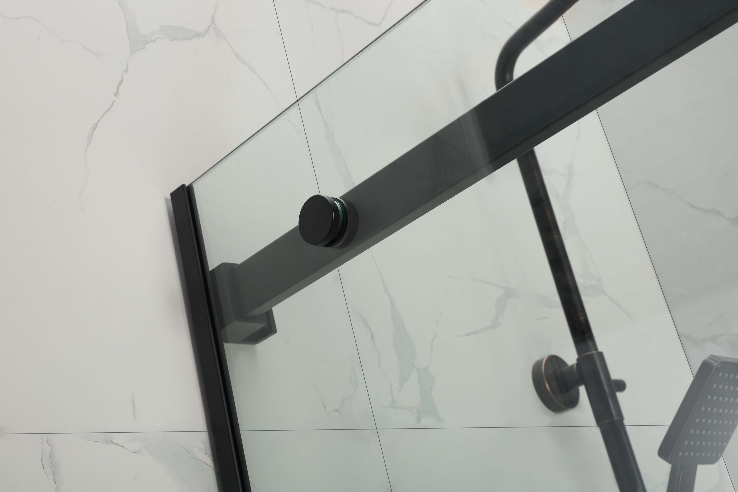 Frameless Shower Sliding Door 1200 x 900 Matte Black - Image 2
