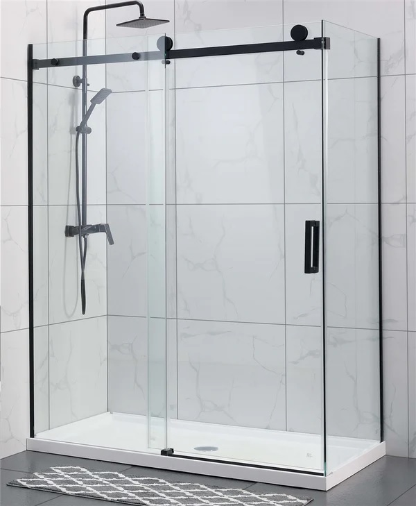 Frameless Shower Sliding Door 1200 x 900 Matte Black
