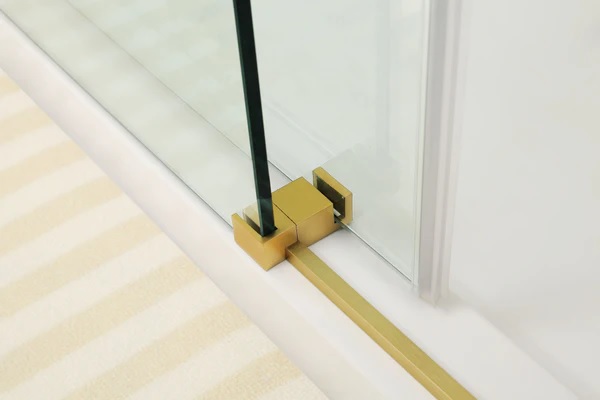 Frameless Shower Sliding Door 1300 x 900 Brushed Gold - Image 5