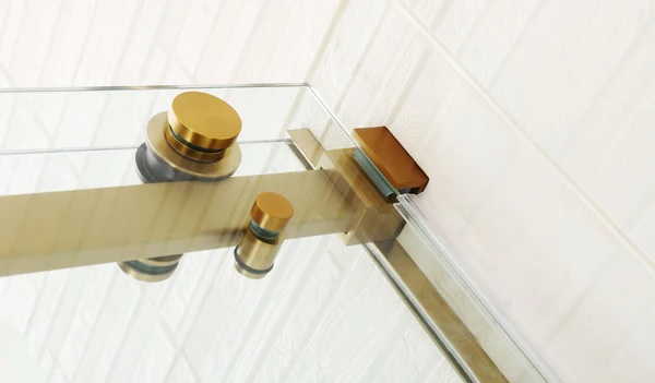 Frameless Shower Sliding Door 1300 x 900 Brushed Gold - Image 3