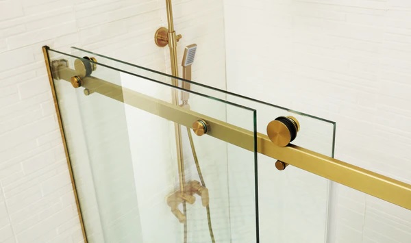Frameless Shower Sliding Door 1300 x 900 Brushed Gold - Image 2
