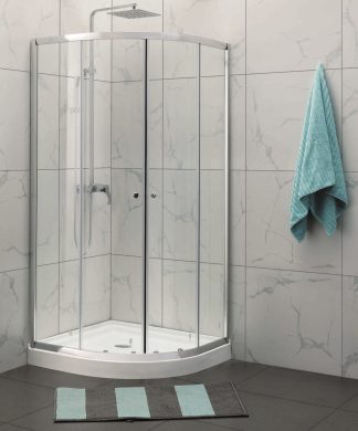 Curved Semi Frameless Double Sliding Door 1000 Chrome