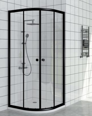 Curved Semi Frameless Double Sliding Door 1000 Matte Black
