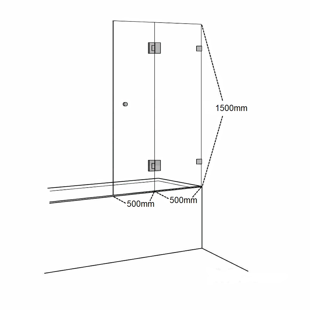 Frameless Fixed and Swing Bath Screen 1000 Chrome - Image 2