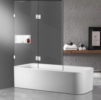 Frameless Fixed and Swing Bath Screen 1000 Chrome