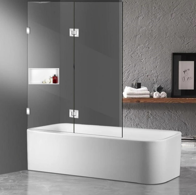 Frameless Fixed and Swing Bath Screen 1000 Chrome
