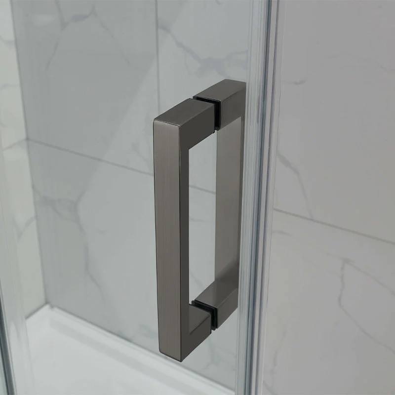 Frameless Sliding Bath Screen 1450-1550 Gun Metal - Image 3