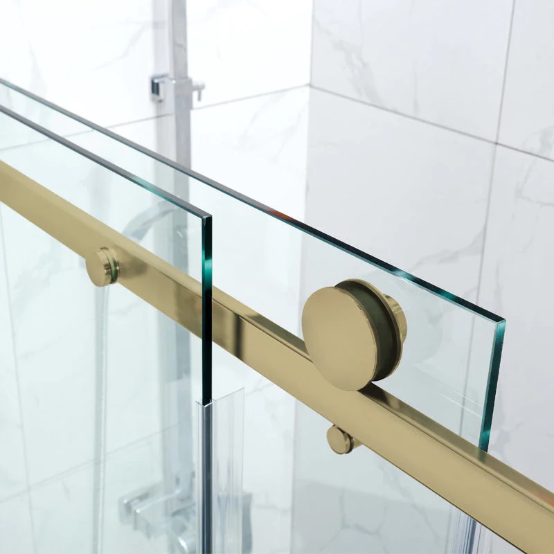 Frameless Sliding Bath Screen 1650-1800 Brushed Gold - Image 2