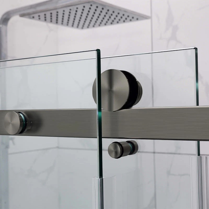 Frameless Sliding Bath Screen 1450-1550 Gun Metal - Image 2