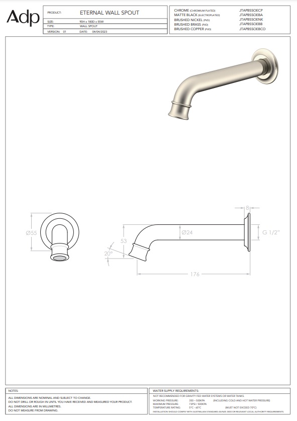 ADP Eternal Basin Bath Spout Chrome - Image 3