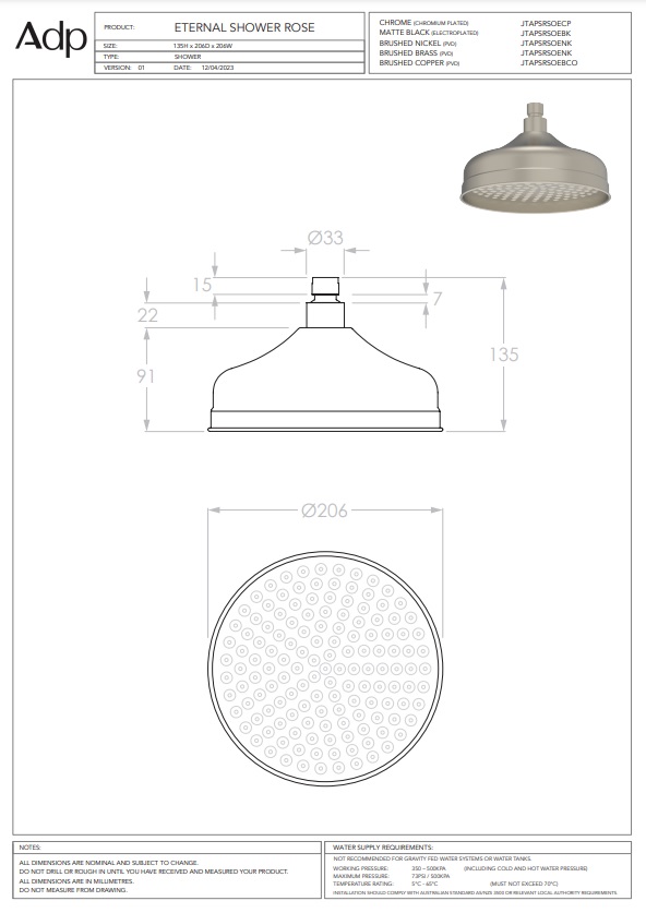 ADP Eternal Shower Rose Chrome - Image 2