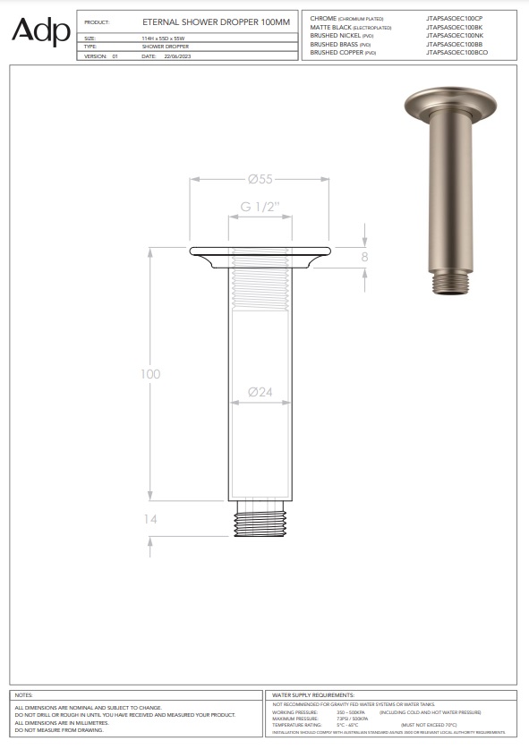 ADP Eternal Shower Dropper 100 Chrome - Image 2