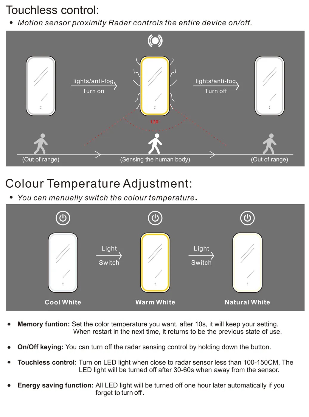 Newport Gold Frame LED Mirror 900 x 450 - Image 2