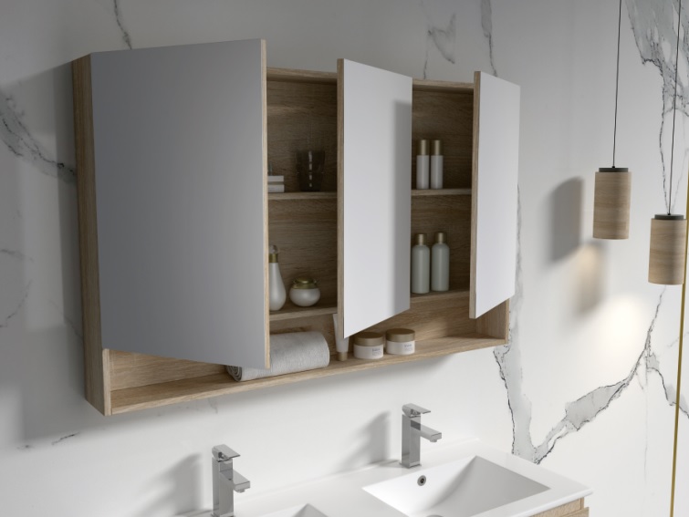 Legna 1200 Oak Shaving Cabinet With Shelf - Image 2