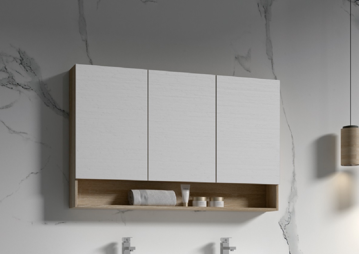 Legna 1200 Oak Shaving Cabinet With Shelf - Image 4