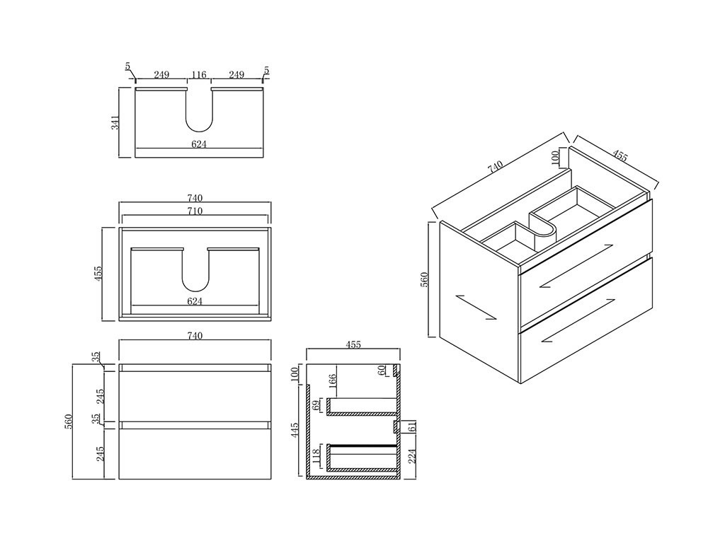 Legna 750 Wall Hung Vanity - Image 2