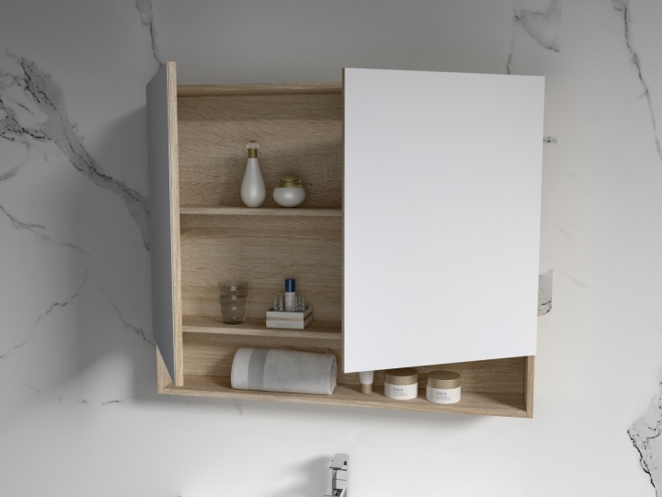 Legna 750 Oak Shaving Cabinet with Shelf - Image 2