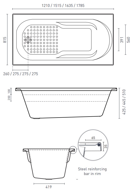 Decina Modena Acrylic 1210 Inset Bath - Image 4