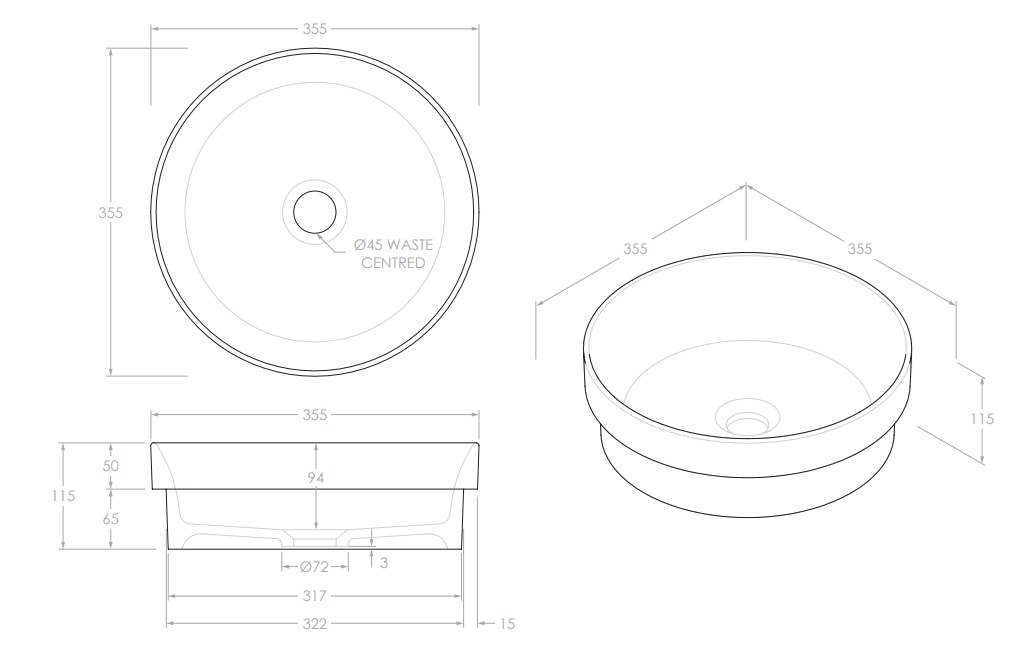 Monica Ceramic Semi Inset Basin Matte White - Image 4