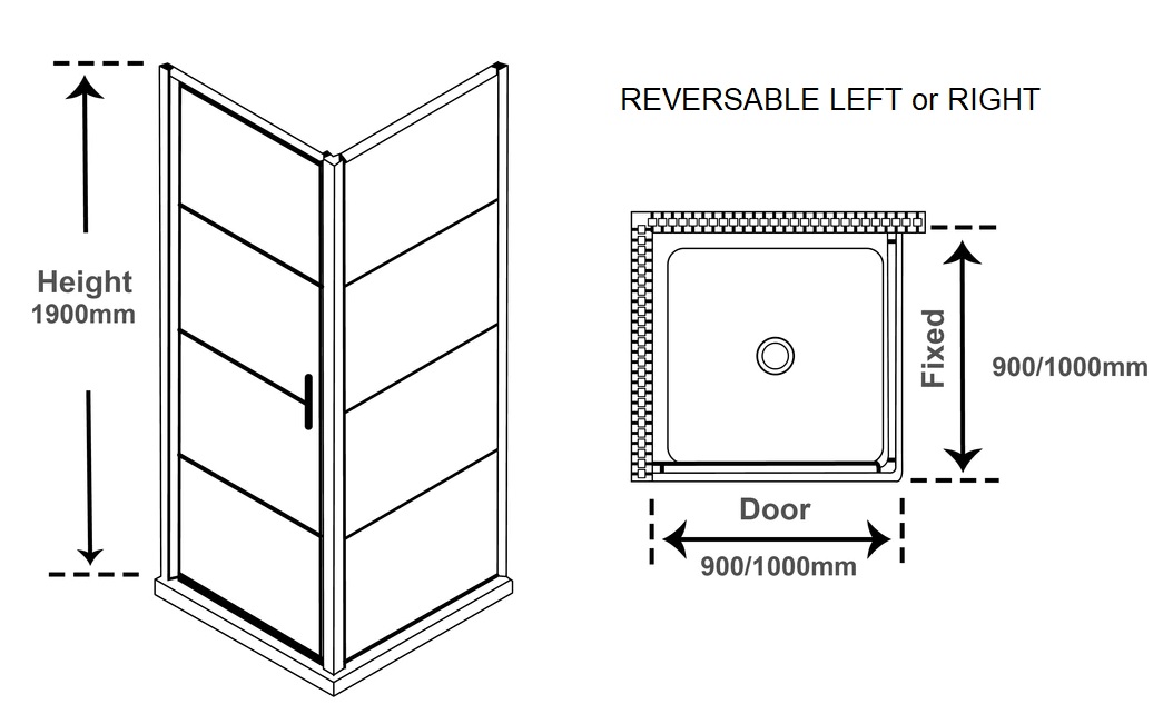 Pivot Door Shower 1000 x 1000 Matte Black - Image 4