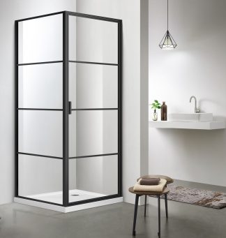Pivot Door Shower 1000 x 1000 Matte Black