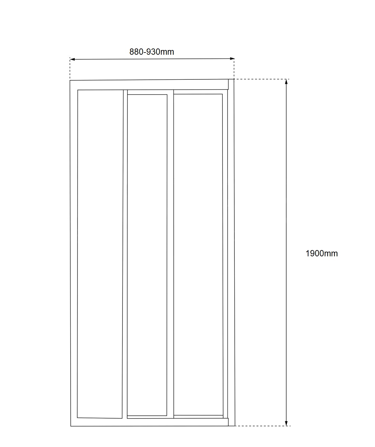 Semi framed Shower 3 Panel Sliding Door 880-930 - Image 6