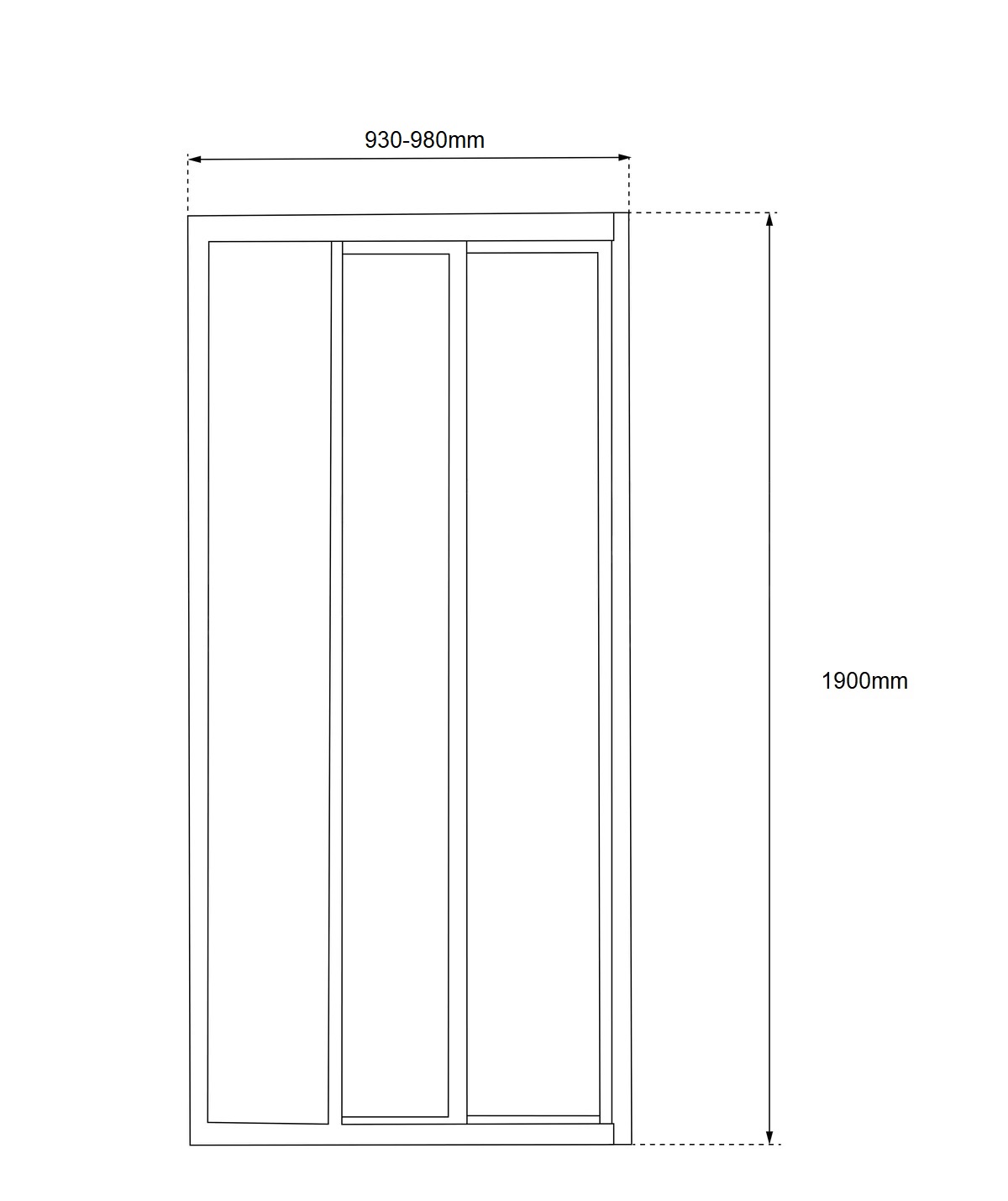 Semi framed Shower 3 Panel Sliding Door 930-980 - Image 6
